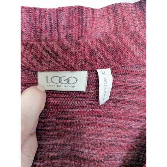 Logo by Lori Goldstein Sweater Maroon Knit Suede Cardigan Extra Large‎ - Picture 8 of 9